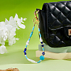 Glass & Synthetic Turquoise & ABS Plastic Imitation Pearl Keychain HJEW-FH00142-5