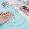 Cross Aluminium Chain & CCB Plastic & Imitated Pearl Acrylic Bead Boot Strap Chains HJEW-OC0001-47-3