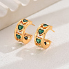 Elegant Heart Brass Cubic Zirconia Stud Earrings GX1194-1-2