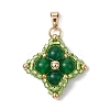 Natural Malaysia Jade/Yellow Jade/Carnelian/Black Onyx/Synthetic Turquoise & Glass Seed Beaded Woven Pendants PALLOY-MZ00365-2