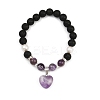 Natural Amethyst Heart Charms Bracelets BJEW-JB12402-02-2