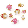 8Pcs 4 Styles Real 18K Gold Plated Rack Plating Brass Enamel Charms FIND-TA0006-02-2