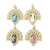 Brass Micro Pave Clear Cubic Zirconia Pendants KK-C045-40G-1