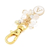 Flat Round with Letter A`Z Alloy Enamel Pendant Decoration HJEW-JM02403-4