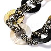 Spray Painted Disc Freshwater Shell & Acrylic Beaed Bib Necklaces NJEW-S427-02E-2