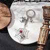 Tibetan Style Alloy Big Pendants with Iron Keychain Ring and Natural & Dyed Malaysia Jade Bead  Keychains KEYC-JKC01238-1