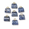 Natural Blue Spot Jasper Brass Pendants KK-E274-01G-19-1