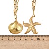 Bohemian Styles 304 Stainless Steel Starfish and Shell Shape Pendant Double Layer Necklaces for Women NJEW-F343-01G-5