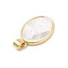 Brass Pave Carved Natural White Shell Religion Oval Pendants KK-D367-04G-B-2