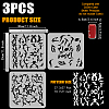 3Pcs 3 Styles PET Hollow Out Drawing Painting Stencils DIY-WH0394-0315-2