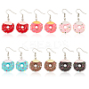 6 Pairs 6 Colors Resin Doughnut Dangle Earrings EJEW-AN0003-27-1