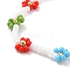 Handmade Daisy Flower Baking Paint & Dyed Glass Seed Beaded Stretch Bracelets BJEW-JB07668-01-4