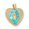 Rack Plating Brass Micro Pave Cubic Zirconia with Synthetic Opal Pendants KK-D088-30G-2