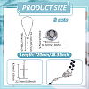 2Pcs Black Round Glass Pearl & Iron Rosary Bead Necklaces NJEW-GO0001-15-2