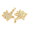 Brass Micro Pave Clear Cubic Zirconia Pendants KK-G543-09G-03-2