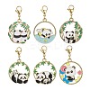 Round Ring with Panda Alloy Enamel Pendant Decorations HJEW-JM01042-1