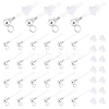 DICOSMETIC 50Pcs Transparent Painless Prevent Allergy Resin Stud Earring Findings with Stainless Steel Findings KY-DC0001-03-1