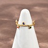 304 Stainless Steel Rhinetsone Open Cuff Rings for Women X-RJEW-K301-07G-01-3
