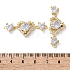 Rack Plating Brass Cubic Zirconia Triple Heart Connector Charm KK-C084-05G-03-3
