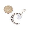 Alloy Moon & Glass Pendant Decorations HJEW-JM02689-01-3