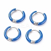 Two Tone 304 Stainless Steel Chunky Huggie Hoop Earrings with Enamel for Women EJEW-C043-11-P-2
