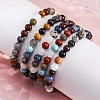 Natural & Synthetic Mixed Gemstone Beaded Stretch Bracelets for Women Men BJEW-F490-01A-1