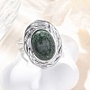 Oval Natural Moss Agate Finger Rings RJEW-M063-01P-08-1