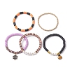 5Pcs Halloween Handmade Polymer Clay & Acrylic Beaded Stretch Bracelets Kit BJEW-TA00480-4