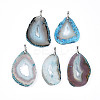 Dyed Natural Druzy Agate Slice Big Pendants G-N344-44-1