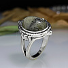 Oval Zinc Alloy Natural Labradorite Finger Rings WG970F5-01-1
