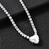 Brass Pave Clear Cubic Zirconia Tennis Necklaces NJEW-K287-02P-3