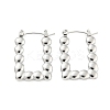 Non-Tarnish Rectangle Bubble 304 Stainless Steel Hoop Earrings for Women EJEW-C067-09P-1