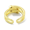 Brass with Cubic Zirconia Open Cuff Ring RJEW-B051-02G-3