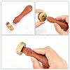 1Pc Pear Wood Handle with 1pc Brass Stamp Head DIY-OC0012-40D-3
