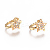 Golden Plated Brass Micro Pave Cubic Zirconia Cuff Earrings EJEW-L244-39G-1