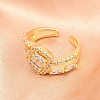 Brass Micro Pave Cubic Zirconia Cuff Rings for Women RJEW-Z113-51G-1