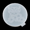 Flat Round with Owl & Flower DIY Cup Mat Silicone Molds SIL-F007-06C-4