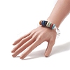 Natural Lava Rock Flat Round & Acrylic Beaded Stretch Bracelet for Women BJEW-JB09253-3