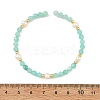 4MM Faceted Round Natural Amazonite and Pearl Beaded Cuff Bangles BJEW-JB14470-3
