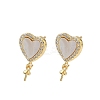 Brass Micro Pave Cubic Zirconia with Shell Stud Earring Findings KK-Z115-03G-1