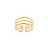 Ion Plating(IP) 304 Stainless Steel Triple Line Open Cuff Ring for Women RJEW-S405-232G-2