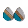 Transparent Resin & Walnut Wood Pendants RESI-M027-04C-2