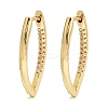 Brass Micro Pave Clear Cubic Zirconia Horse Eye Hoop Earrings EJEW-G446-04A-G-4