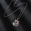 Brass Cute Cup Fox Pendant Cable Chain Necklaces for Women NJEW-C067-03P-3