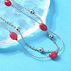 304 Stainless Steel & Dyed Natural Malaysia Jade Double Layer Necklaces for Women NJEW-A045-19P-1