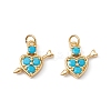 Rack Plating Brass Micro Pave Deep Sky Blue Cubic Zirconia Pendants ZIRC-C040-40G-2