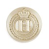 Golden Tone Crown Initial Wax Seal Brass Stamp Heads AJEW-A065-01H-1