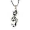 201 Stainless Steel Enamel Musical Note Pendant Box Chain Necklaces NJEW-M076-01P-01-1