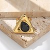 Triangle 304 Stainless Steel Rhinestone Open Cuff Rings for Women LS-RJEW-M048-03P-4