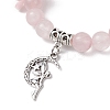 Natural Rose Quartz Round Beaded Charm Bracelets BJEW-TA00615-03-3